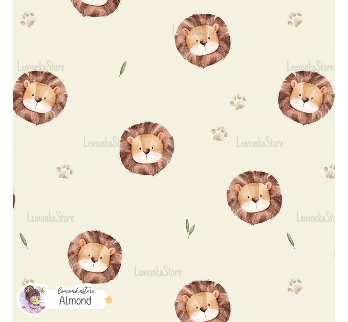 Basic Lion exclusive seamless pattern - Almond