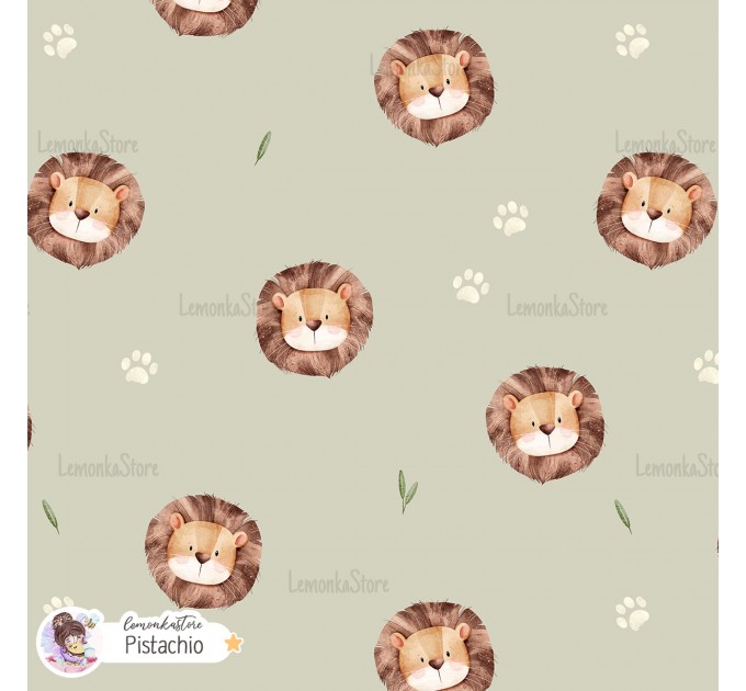 Basic Lion exclusive seamless pattern - Pistachio