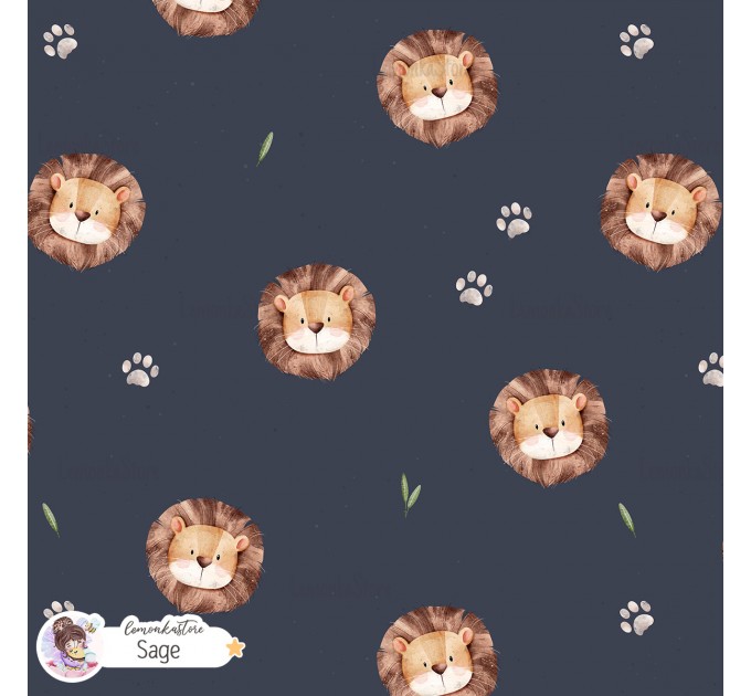 Basic Lion exclusive seamless pattern - Sage