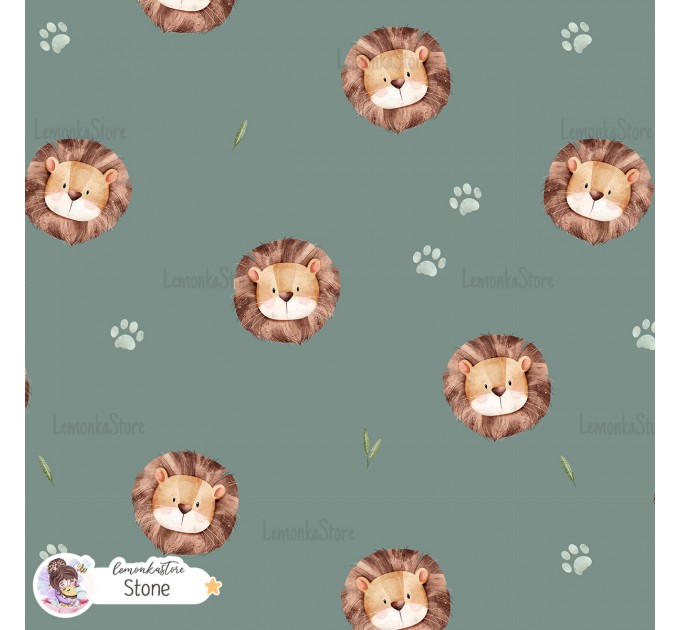 Basic Lion exclusive seamless pattern - Stone