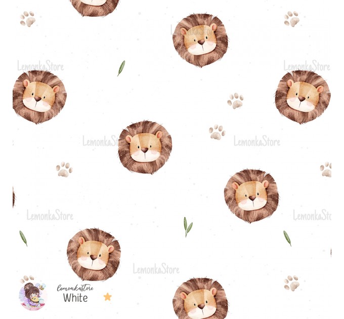 Basic Lion exclusive seamless pattern - White