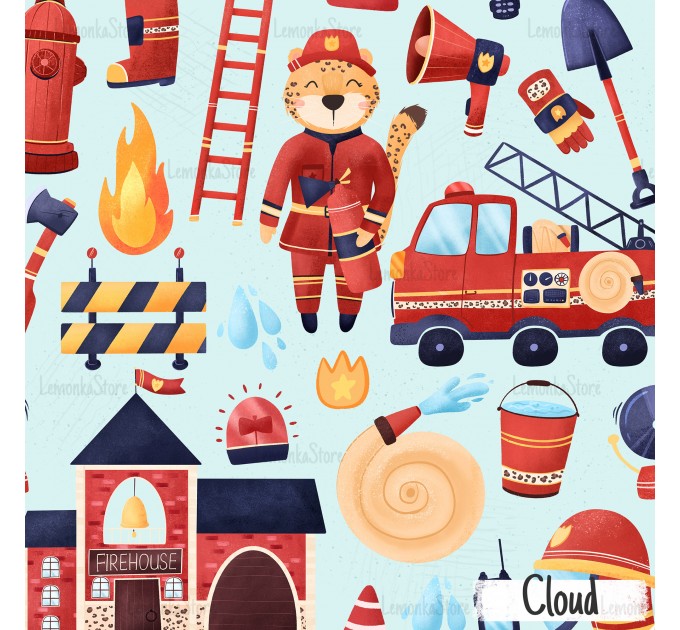 Brave firefighter exclusive seamless pattern - Cloud