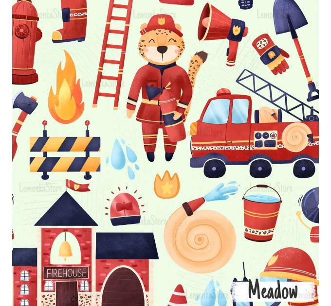 Brave firefighter exclusive seamless pattern - Meadow