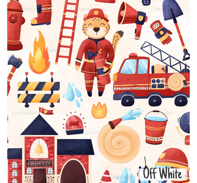 Brave firefighter exclusive seamless pattern - Off-white