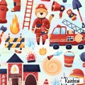 Brave firefighter exclusive seamless pattern - Rainbow