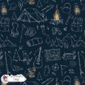 Camping Lineart exclusive seamless pattern - Deep