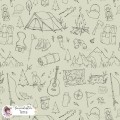 Camping Lineart exclusive seamless pattern - Terra