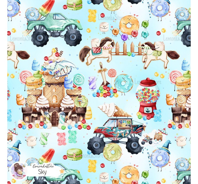 Candy Land  - Middle Ages exclusive seamless pattern - Sky