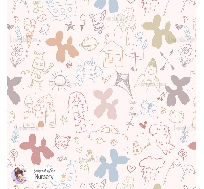 Childhood Adventure exclusive seamless pattern - Nursery