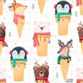 Christmas Cuties exclusive seamless pattern - Grid