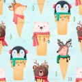 Christmas Cuties exclusive seamless pattern - Ice