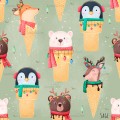 Christmas Cuties exclusive seamless pattern - Sage