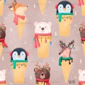 Christmas Cuties exclusive seamless pattern - Taupe