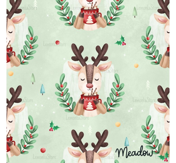 Christmas Deer exclusive seamless pattern - Meadow