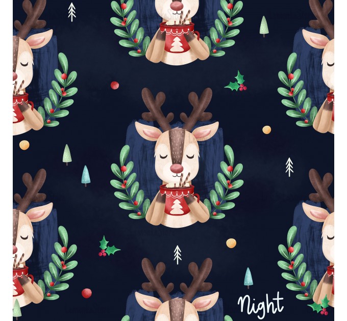 Christmas Deer exclusive seamless pattern - Night