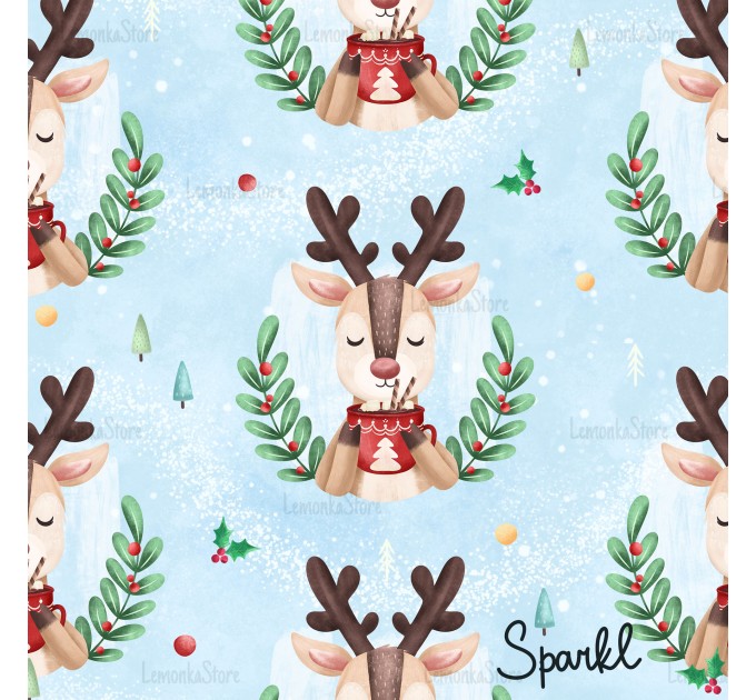 Christmas Deer exclusive seamless pattern - Sparkl