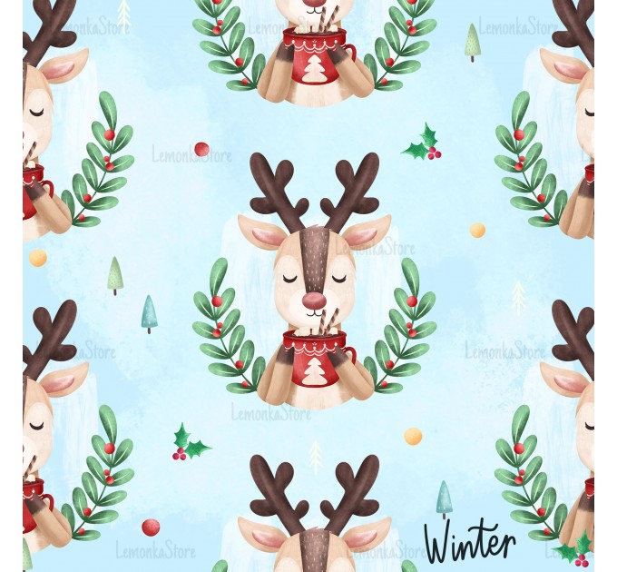 Christmas Deer exclusive seamless pattern - Winter