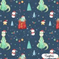 Christmas Dino exclusive seamless pattern - Night