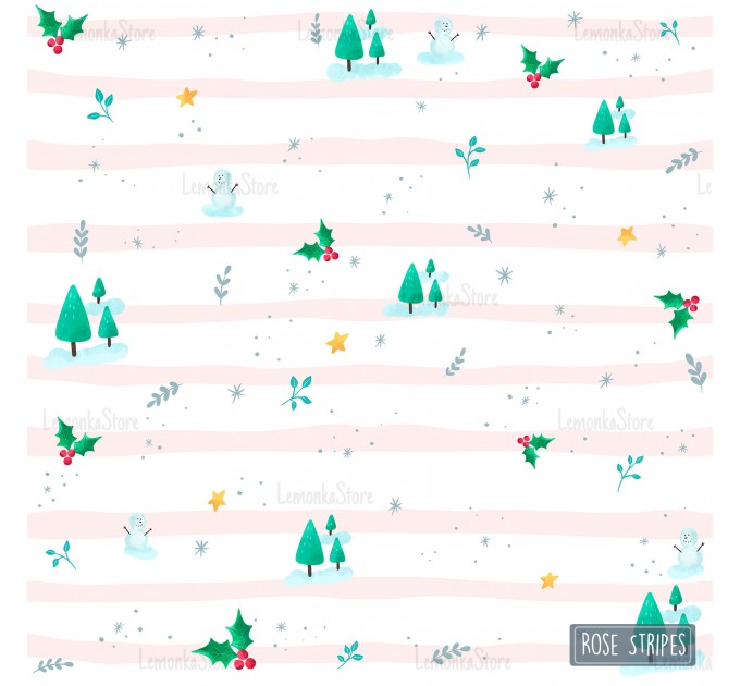 Christmas Forest exclusive [Coordinate] seamless pattern - Rose stripes