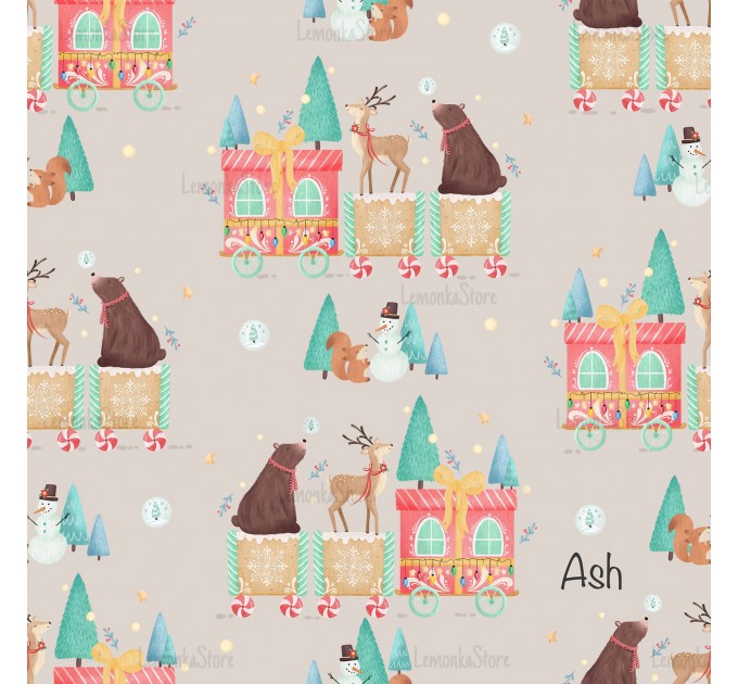 Christmas train exclusive seamless pattern - Ash