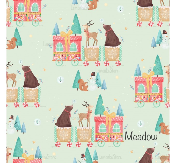 Christmas train exclusive seamless pattern - Meadow