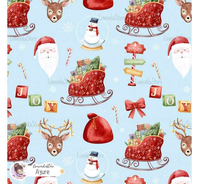 Christmas Favourites exclusive seamless pattern - Azure