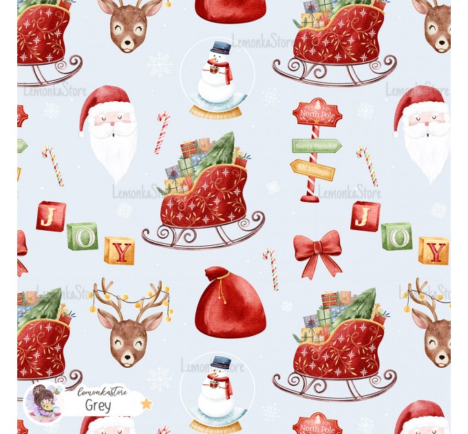 Christmas Favourites exclusive seamless pattern - Grey