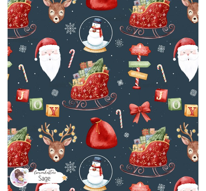 Christmas Favourites exclusive seamless pattern - Sage