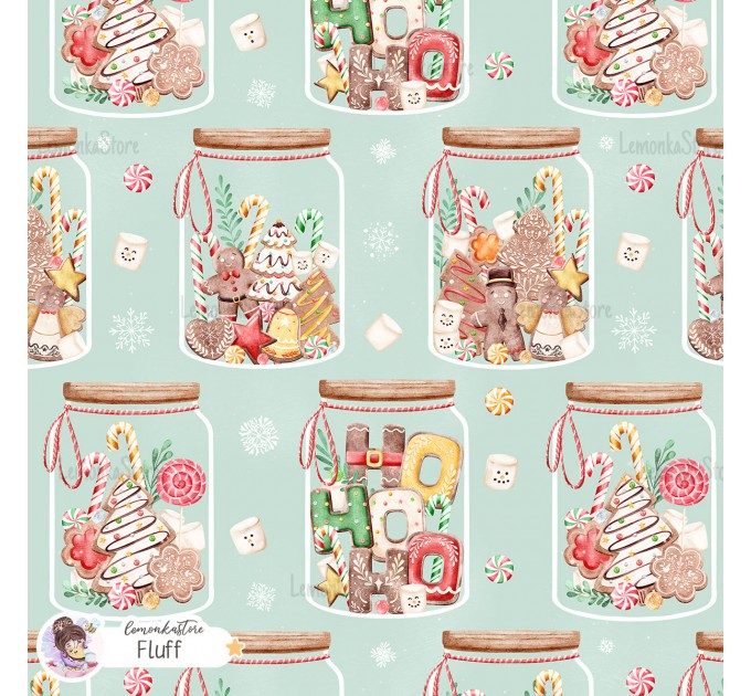 Christmas Jars exclusive seamless pattern - Fluff