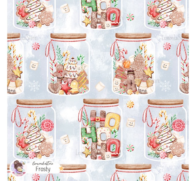 Christmas Jars exclusive seamless pattern - Frosty