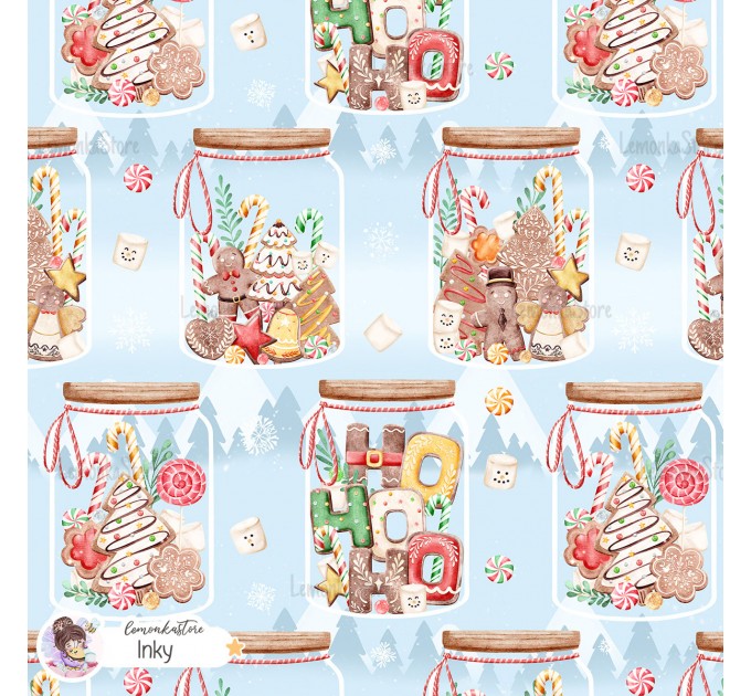 Christmas Jars exclusive seamless pattern - Inky