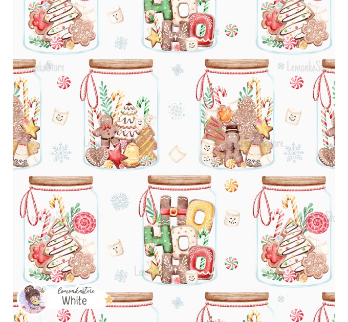 Christmas Jars exclusive seamless pattern - White