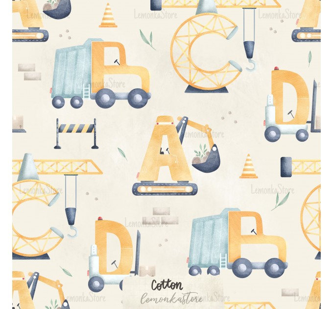 Construction-ABCD exclusive seamless pattern - Cotton