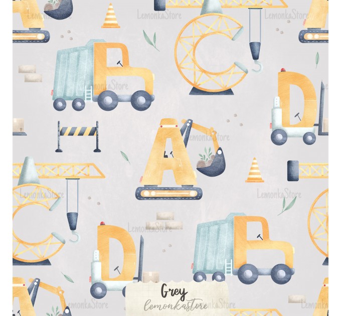 Construction-ABCD exclusive seamless pattern - Grey