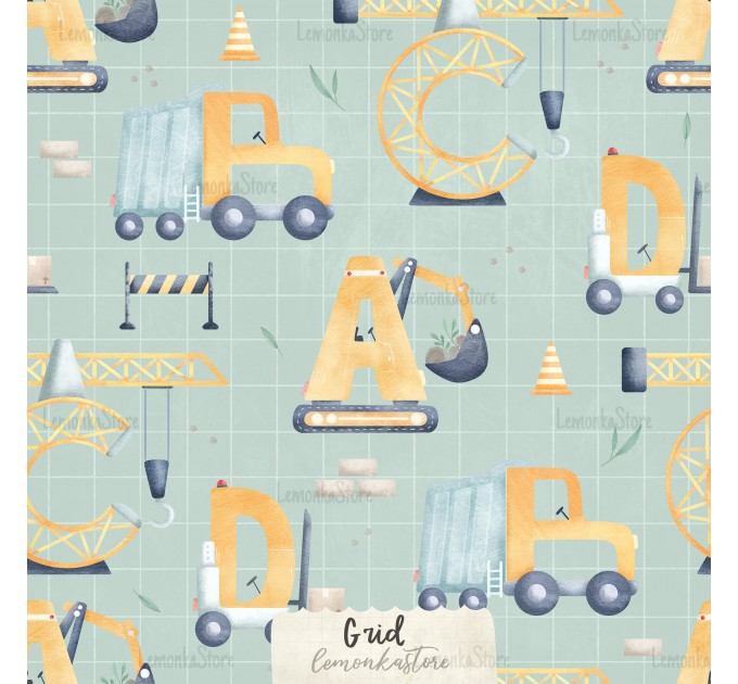 Construction-ABCD exclusive seamless pattern - Grid