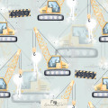 Crane Construction exclusive seamless pattern - Fog