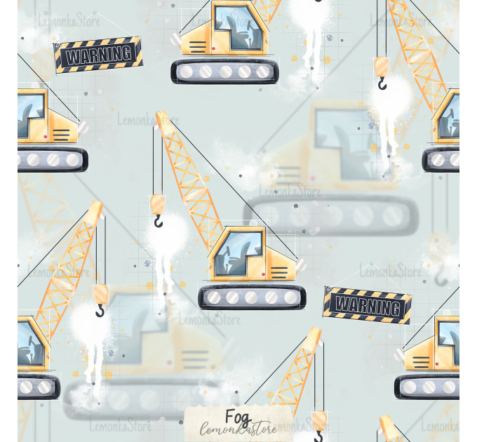 Crane Construction exclusive seamless pattern - Fog