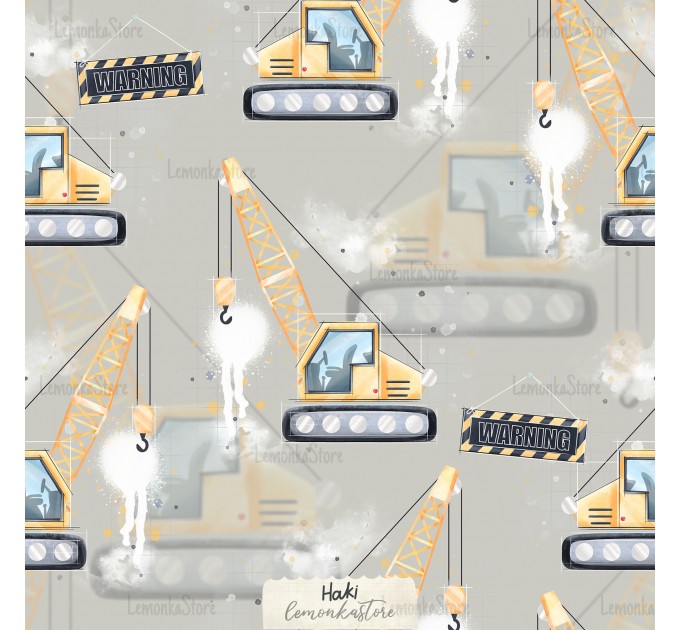 Crane Construction exclusive seamless pattern - Haki