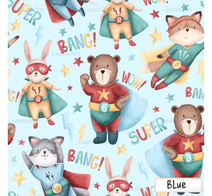 Cute and Strong exclusive seamless pattern - Blue