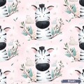 Cutie Zebra exclusive seamless pattern - Blush