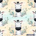 Cutie Zebra exclusive seamless pattern - Sunrise