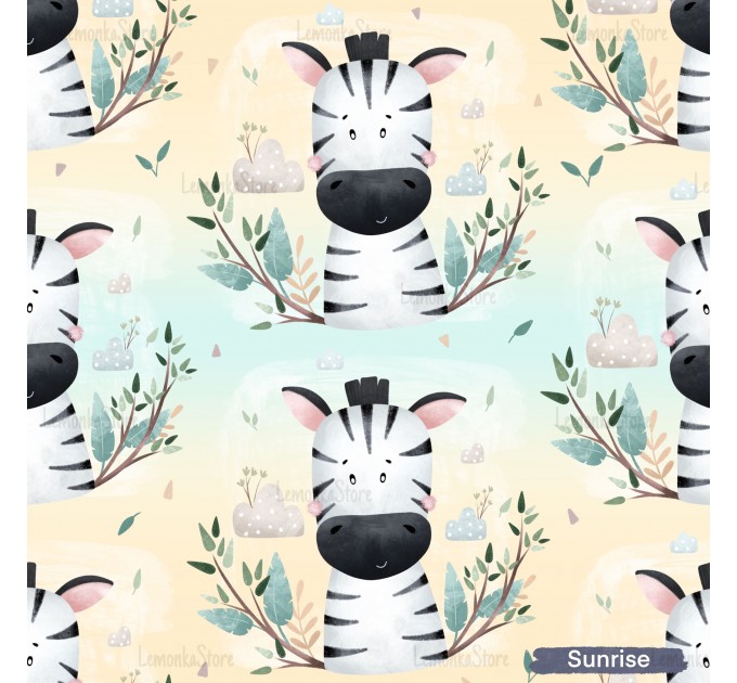 Cutie Zebra exclusive seamless pattern - Sunrise