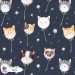 Dandelion Kitty exclusive seamless pattern - Night