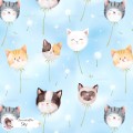 Dandelion Kitty exclusive seamless pattern - Sky