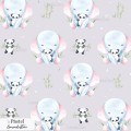 Elephant and panda toy exclusive seamless pattern - Pastel