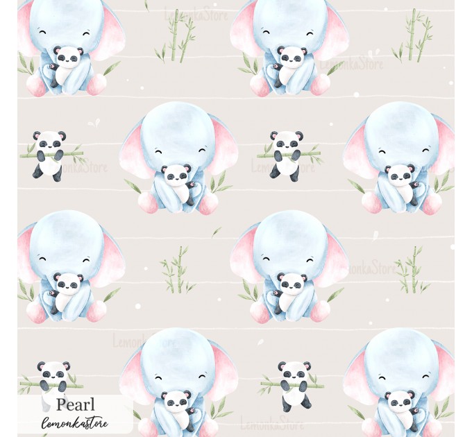 Elephant and panda toy exclusive seamless pattern - Pearl