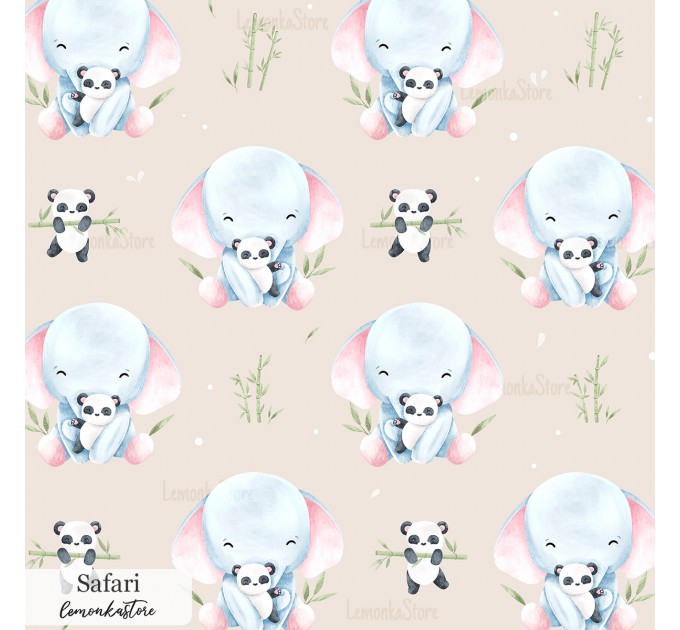 Elephant and panda toy exclusive seamless pattern - Safari