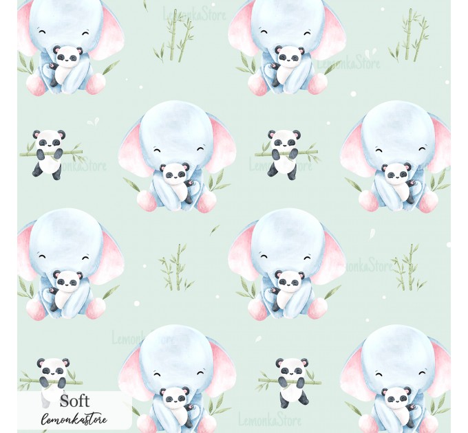 Elephant and panda toy exclusive seamless pattern - Soft