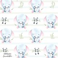 Elephant and panda toy exclusive seamless pattern - Stripe