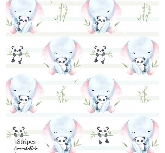 Elephant and panda toy exclusive seamless pattern - Stripe